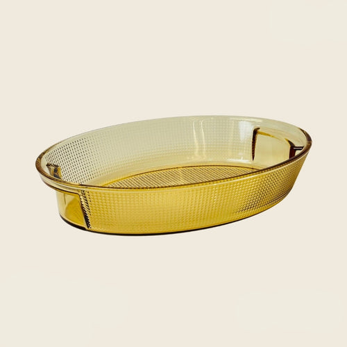 Amber Textured Crystal Serving Dish