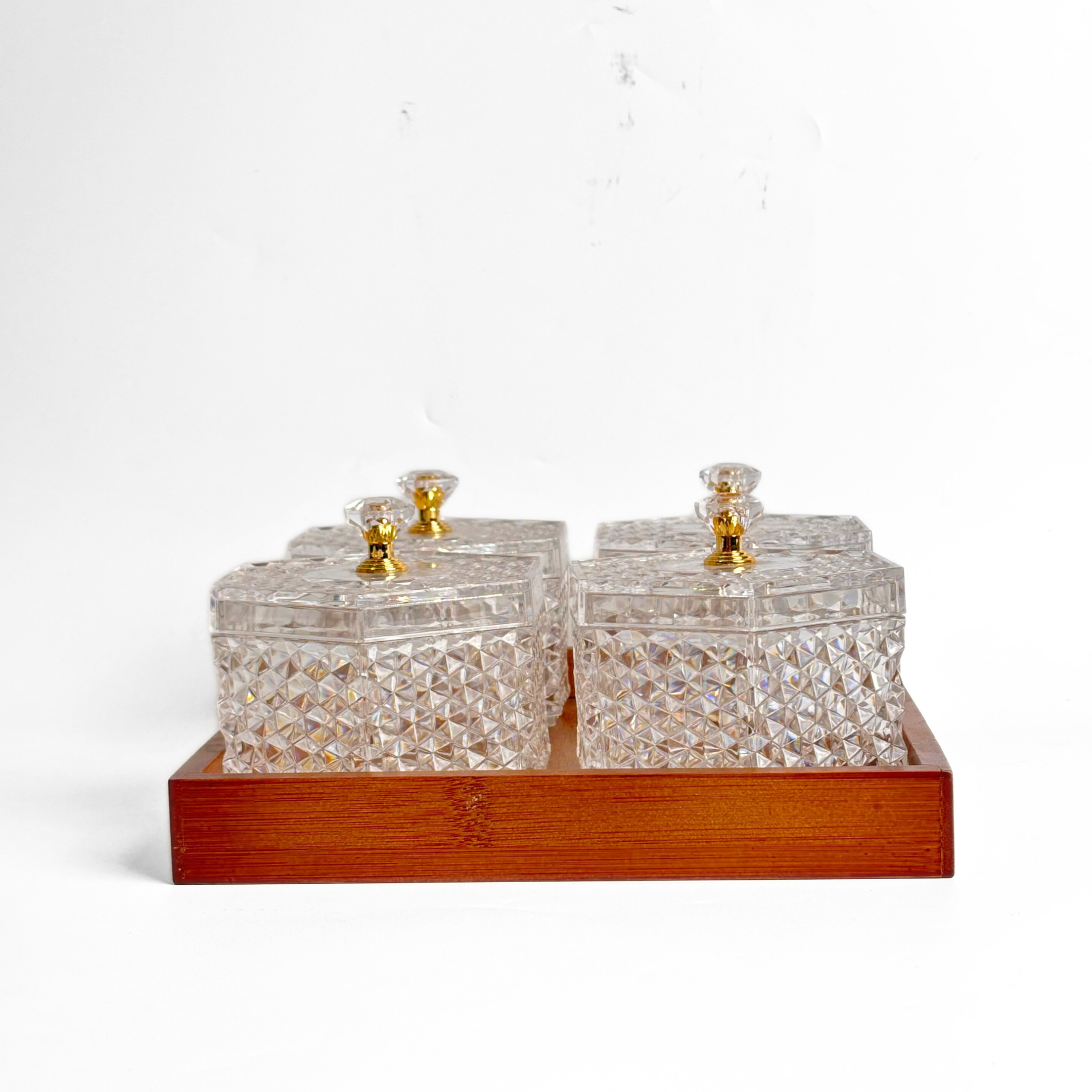 Elegant 4Pc Glass Jar With Tray