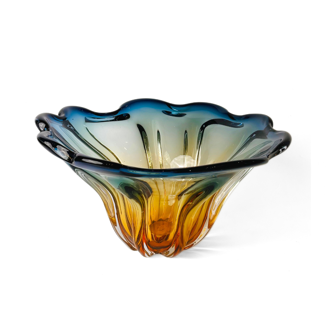 Premium Blue & Amber Glass Bowl