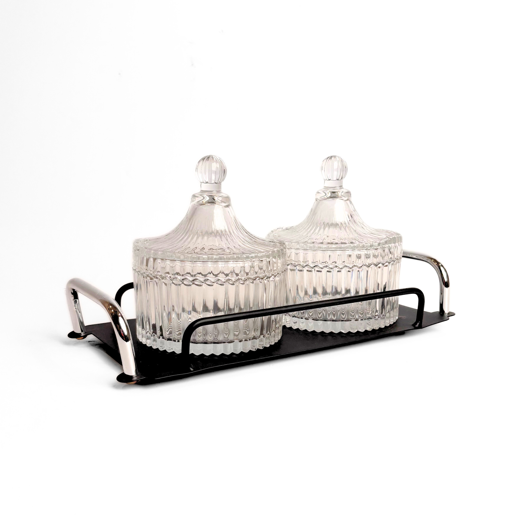 Opulent 2Pc Glass Jar With Tray