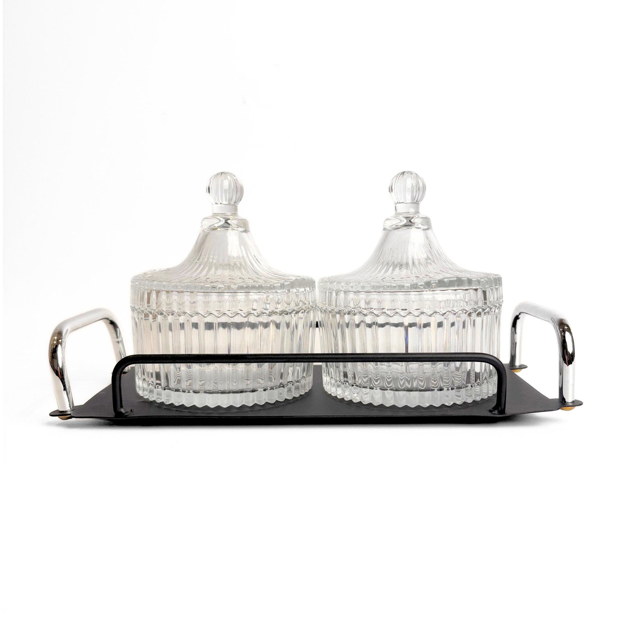 Opulent 2Pc Glass Jar With Tray