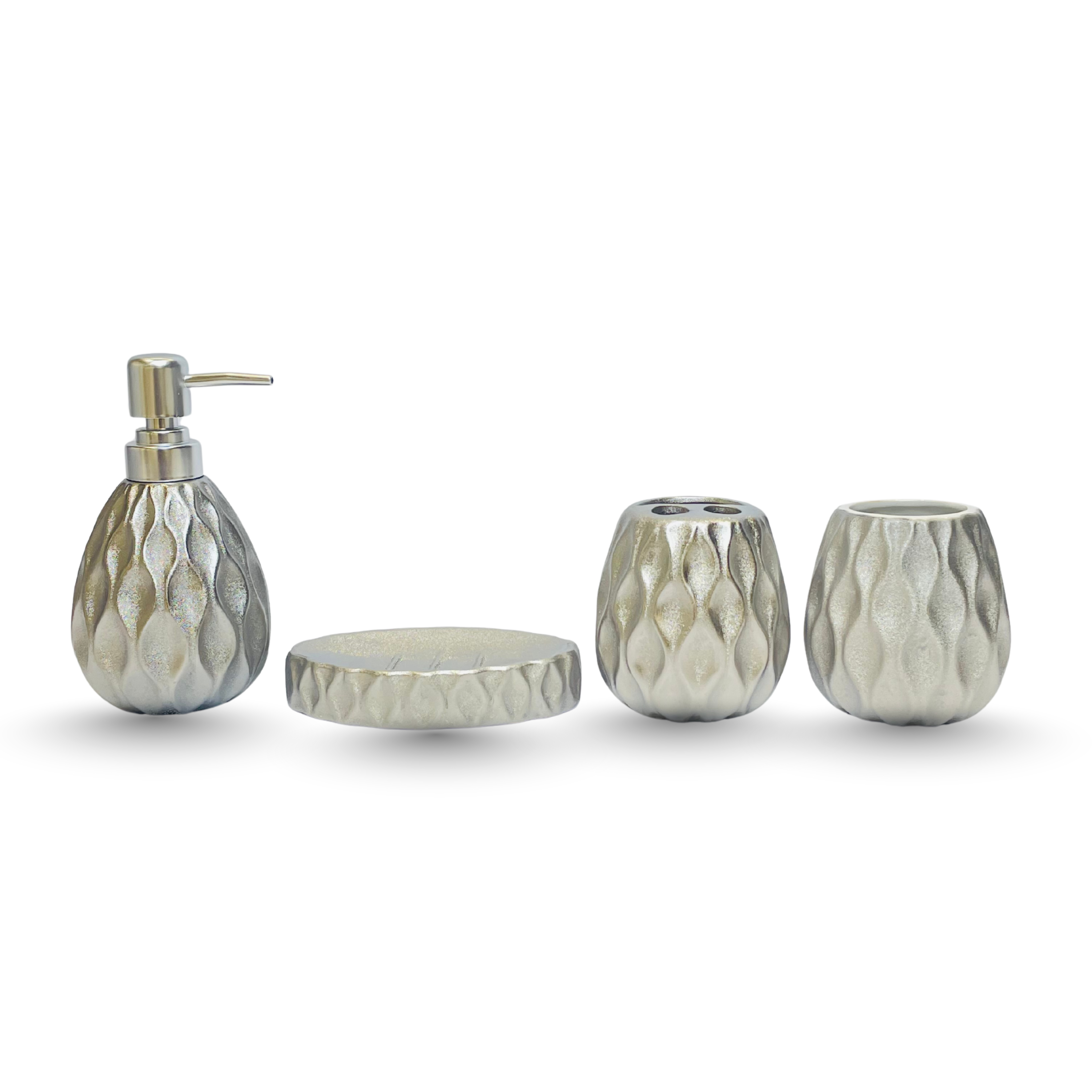 Aurora Silver & Gold – 4-Piece Luxury Bathroom Accessory Set