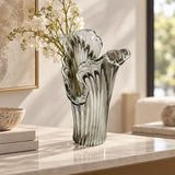 Elegant Charcoal Ribbon Glass Vase