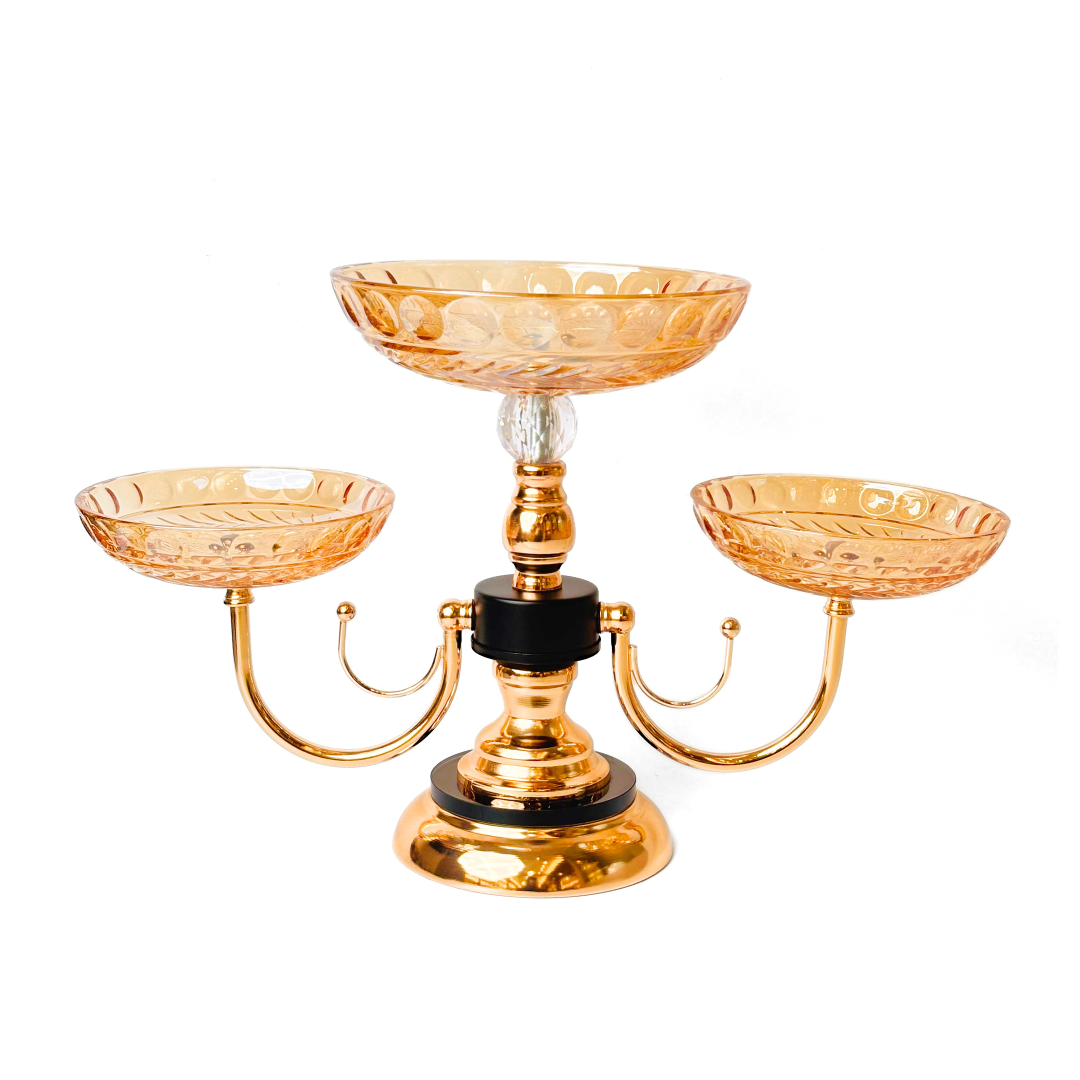 Elegant Gold – 3 Bowl Decorative Centerpiece