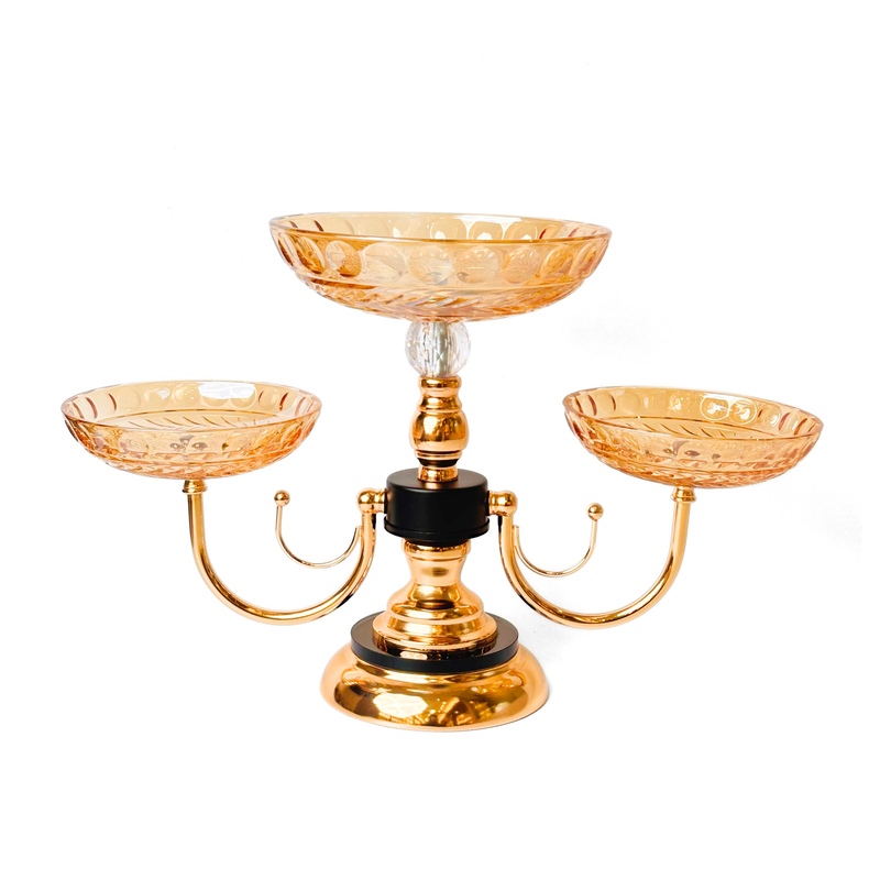 Elegant Gold – 3 Bowl Decorative Centerpiece