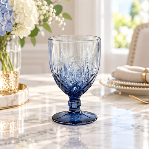 Midnight Blue Textured Glass Set of 3