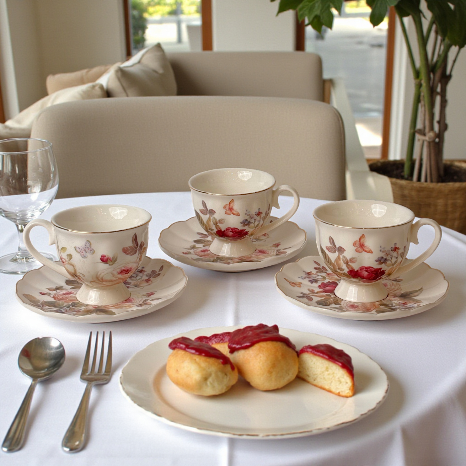 Charming Floral Tea Cup Set- Set of 12