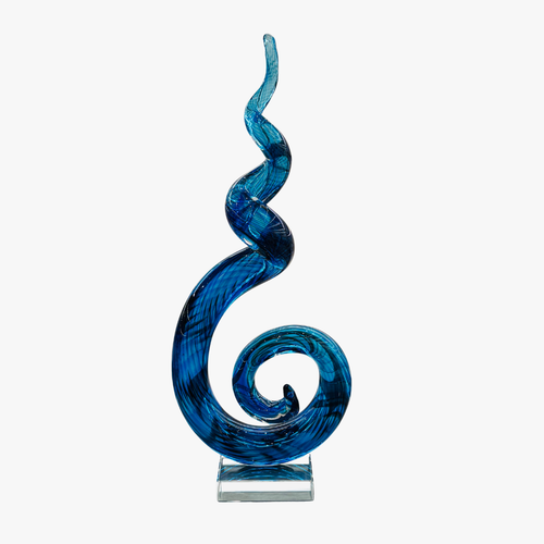 Elegant Glass Abstract Ocean Swirl Sculpture