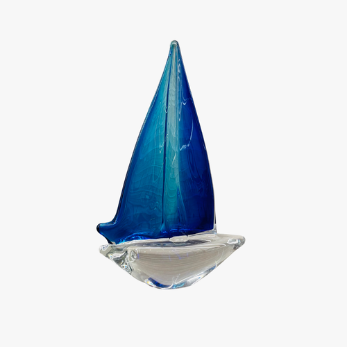 Elegant Style Glass Sailboat Sculpture