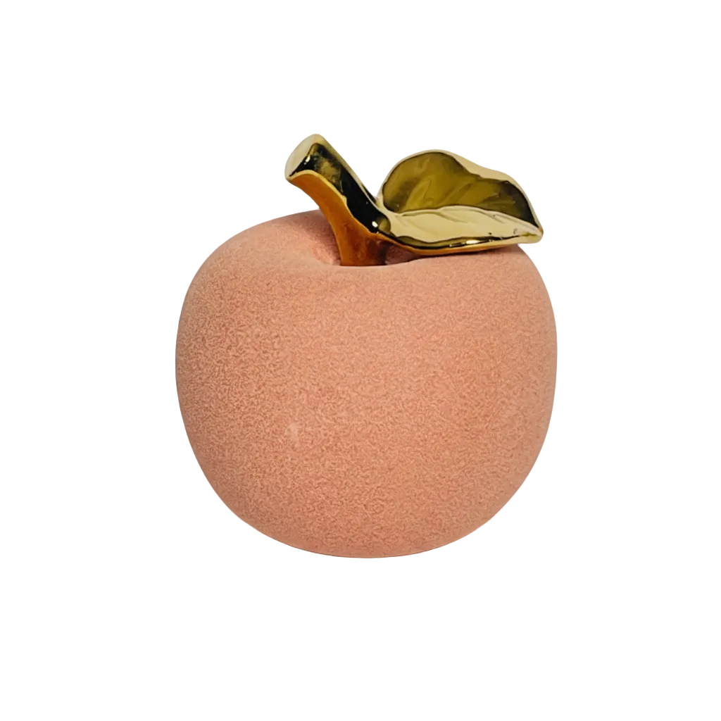 Modern Textured Apple Figurine with Gold Stem