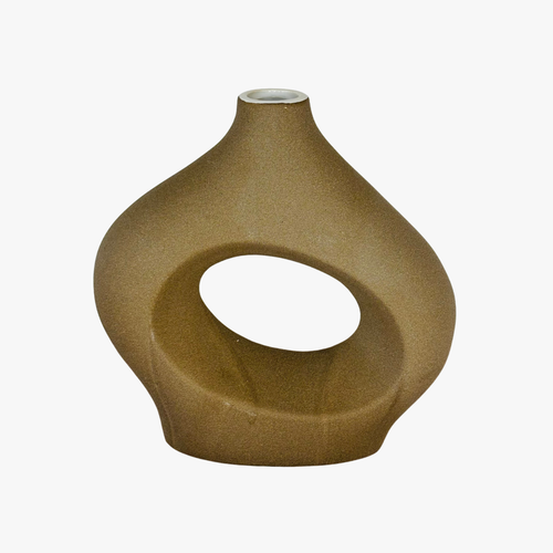 Hollow Oval Textured Ceramic Vase