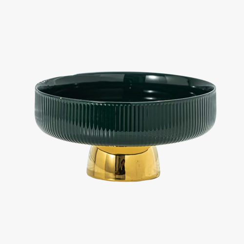 Elegant Ceramic Serving Bowl with Golden Base