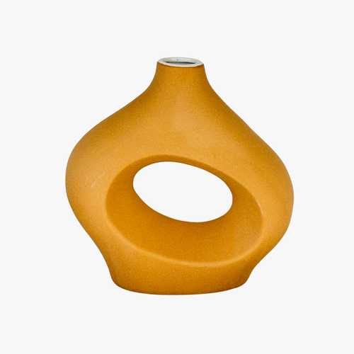 Hollow Oval Textured Ceramic Vase