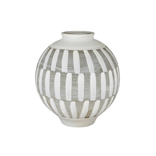 Elegant Monochrome Stripes Round Ceramic Vase