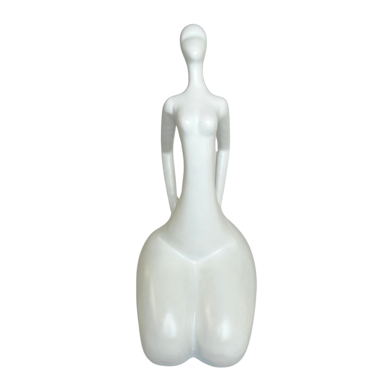 Abstract Modern Woman Sculpture – White Resin Figurine