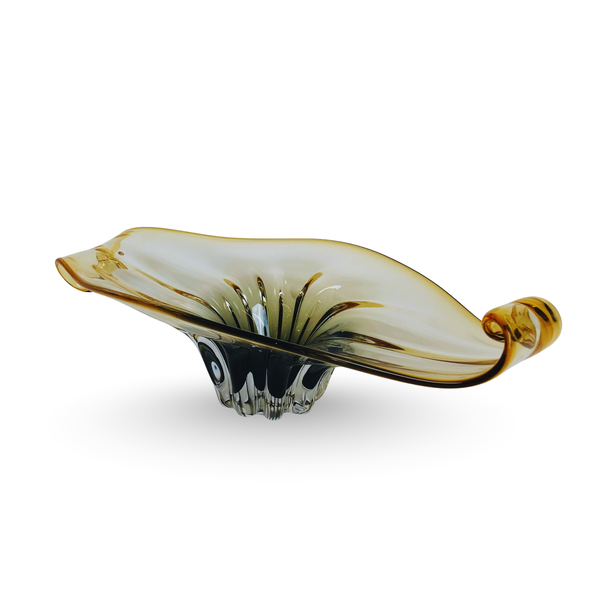 Elegant Amber-Tint Glass Centerpiece Bowl