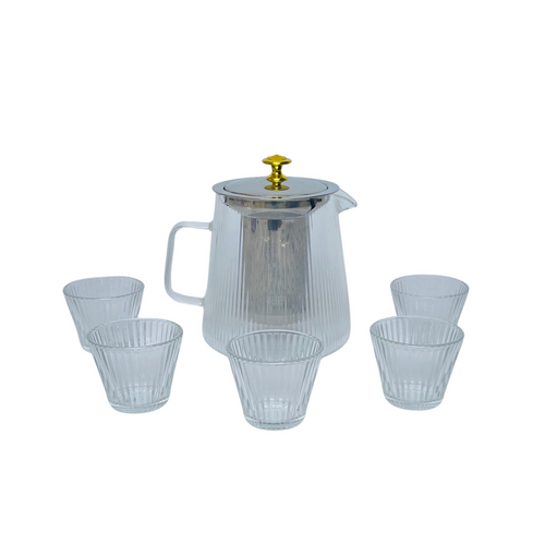 Elegant Glass Jug & Glass Set 7Pc Set