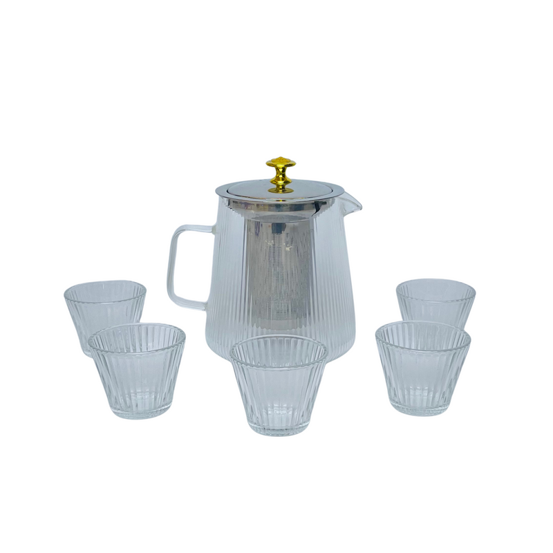 Elegant Glass Jug & Glass Set 7Pc Set