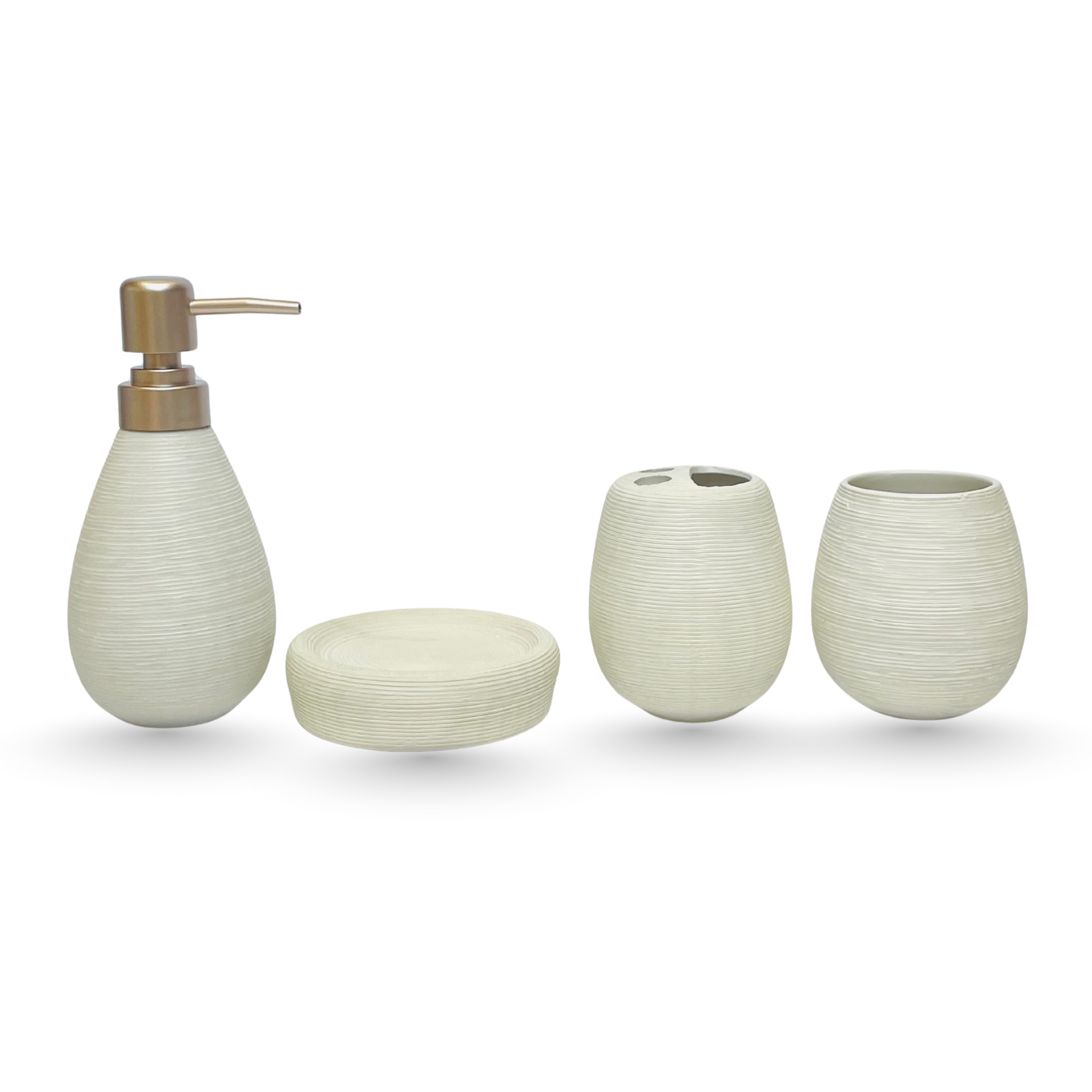 Eleganza – Textured Ceramic 4-Piece Bathroom Accessory Set