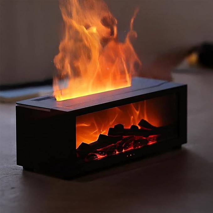 Flame Fireplace Aroma Diffuser – Realistic Fire Effect & Soothing Mist