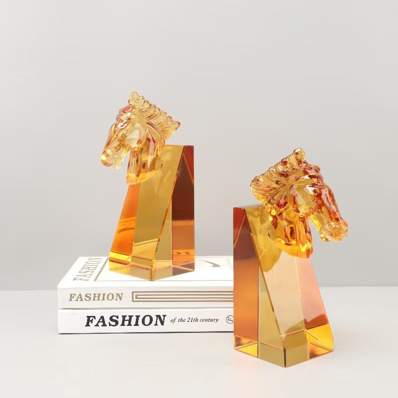 Horse Crystal Bookend Showpiece