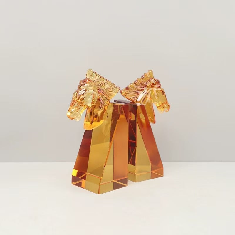 Horse Crystal Bookend Showpiece