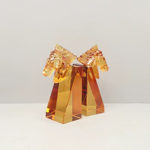 Horse Crystal Bookend Showpiece