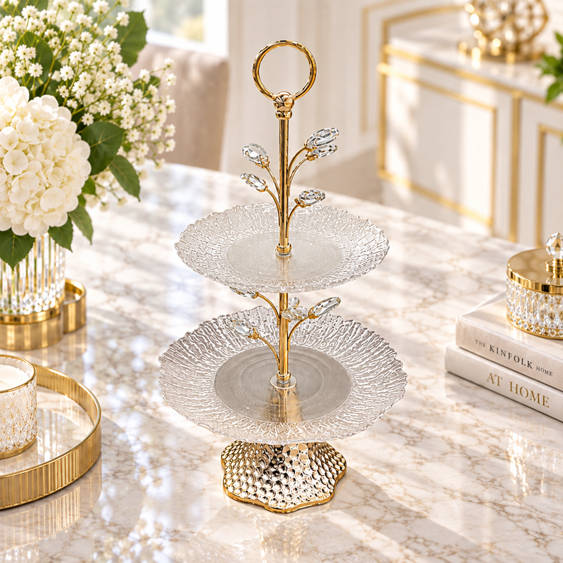 Botanical Crystal 2-Tier Serving Platter