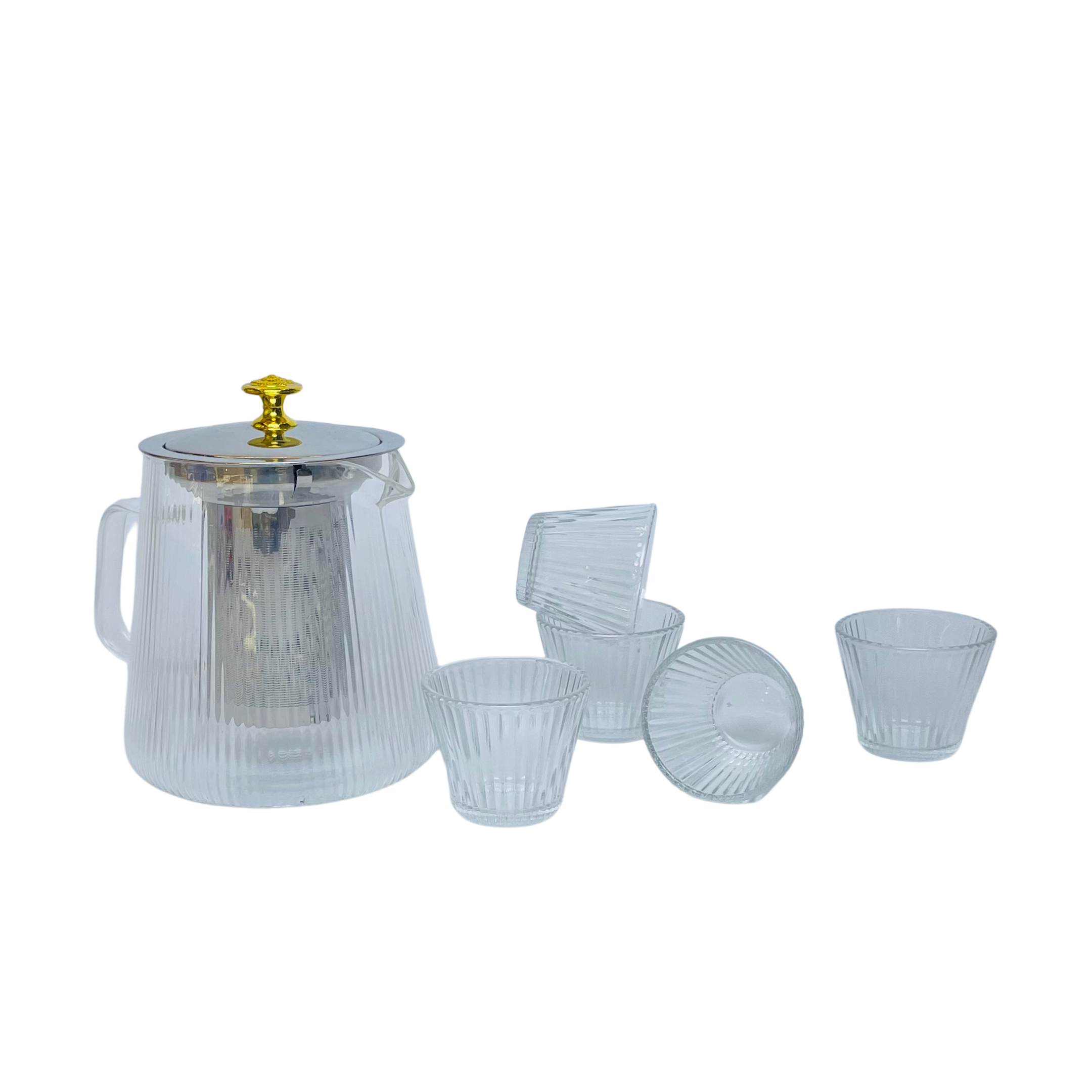 Sip in Style – Elegant Ribbed Glass Jug & 6 Glass Set