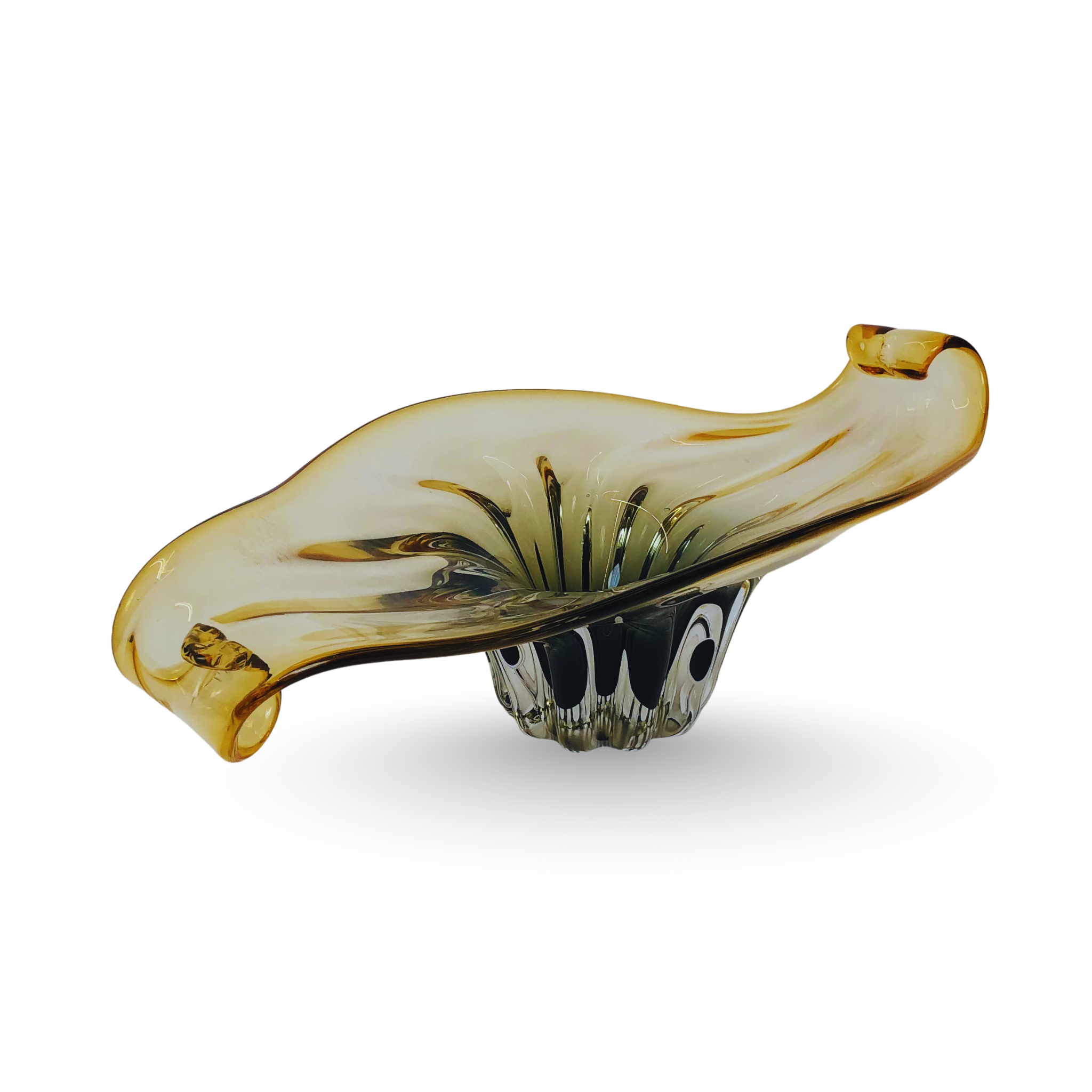 Elegant Amber-Tint Glass Centerpiece Bowl