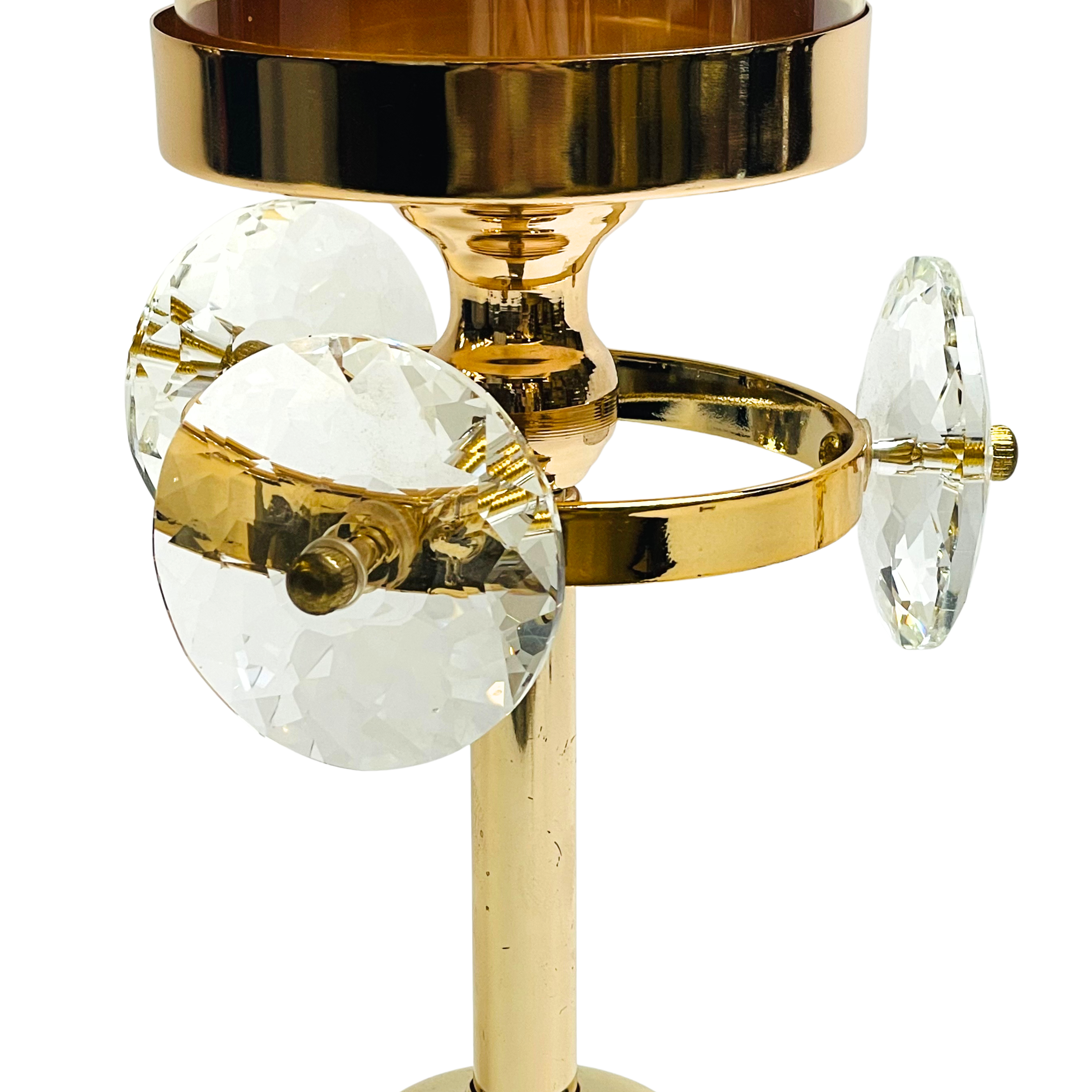 Golden Crystal Candle Holder Set – Amber Glass & Luxe Finish