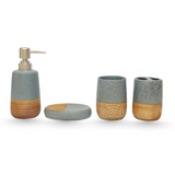 Modern Grey & Gold Bathroom Accessory Set – 4 Pieces