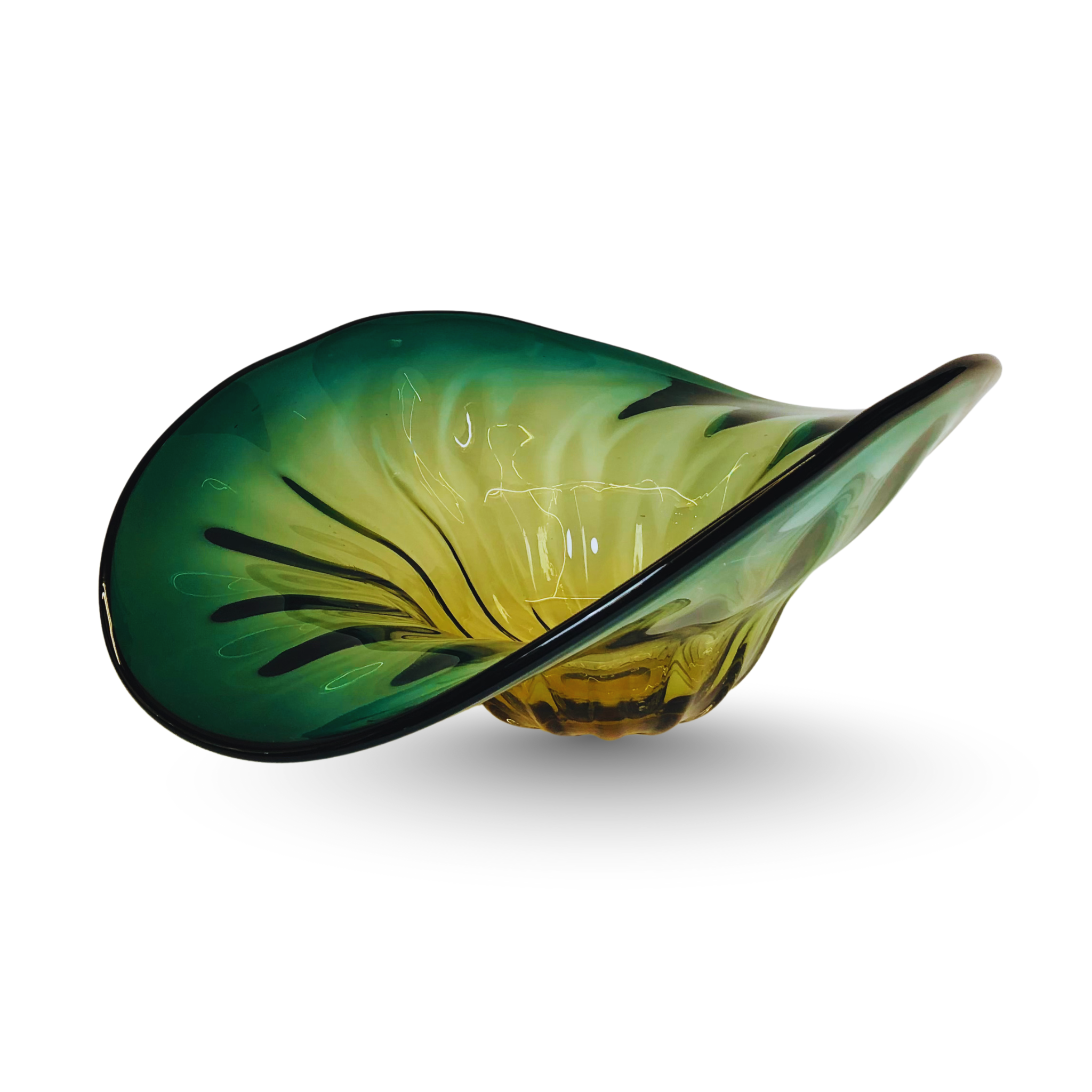 Emerald Green Wave Glass Centerpiece Bowl
