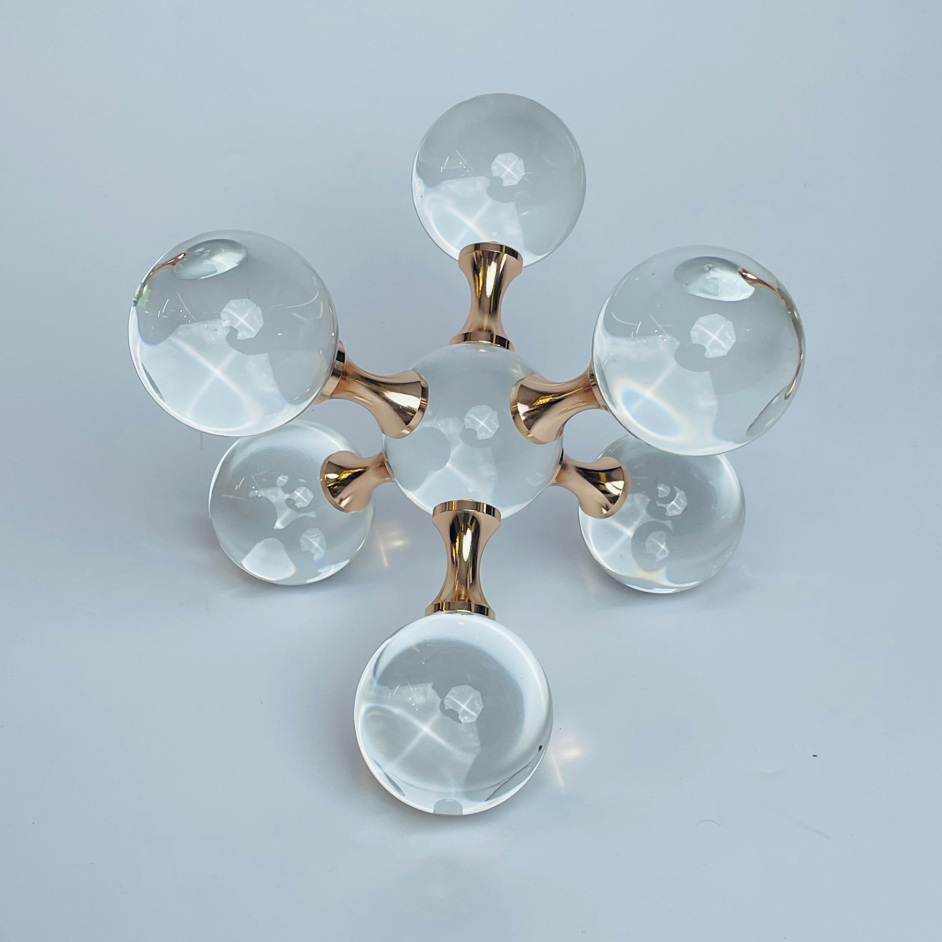 Modern Crystal Orb Showpiece with Golden Base – Luxury Table Décor