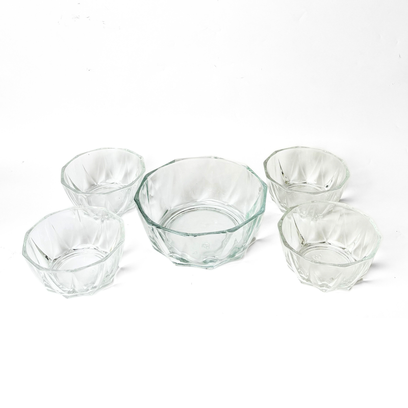 Modern Glass Bowl 5Pc Set