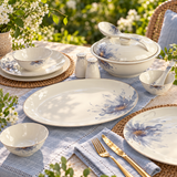 Azure Blossom & Gold Soft Blue Floral Fine Dinner Set 39 Pcs