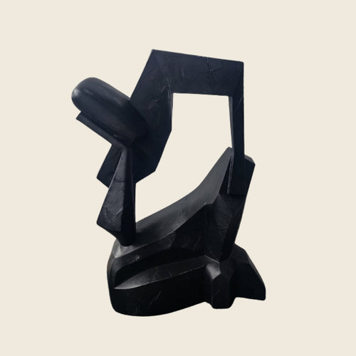 Noir Cubist Geometric Figurine