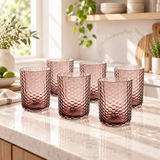 Smoky Rose Honeycomb Glass Set 6 Piece (500 ML)
