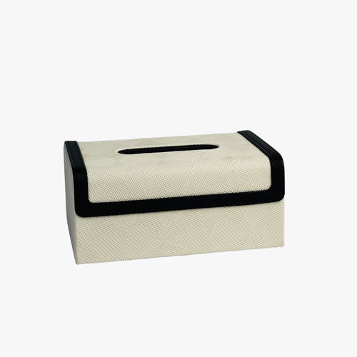 Cream and Black Textured Tissue Box Holder