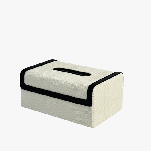 Cream and Black Textured Tissue Box Holder