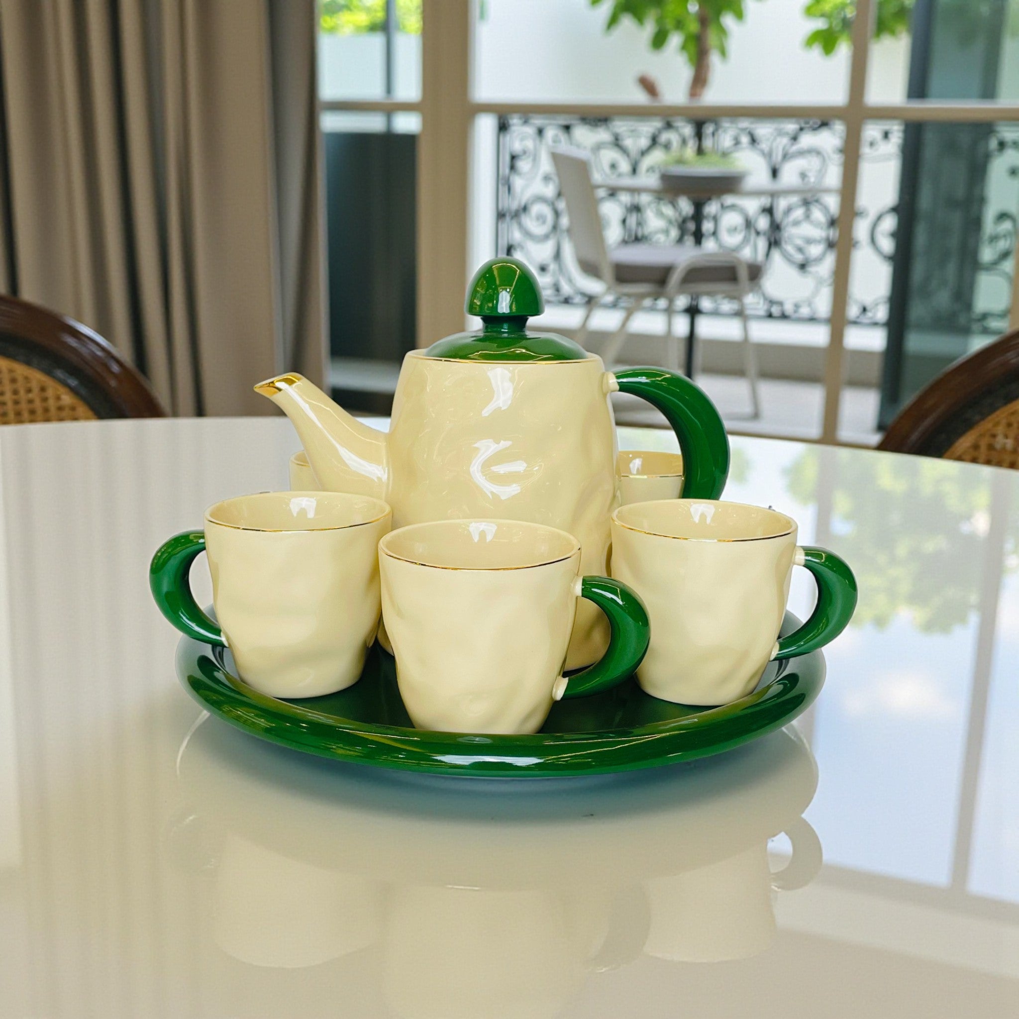 Soft Green Gloss Tea Set - Set of 9