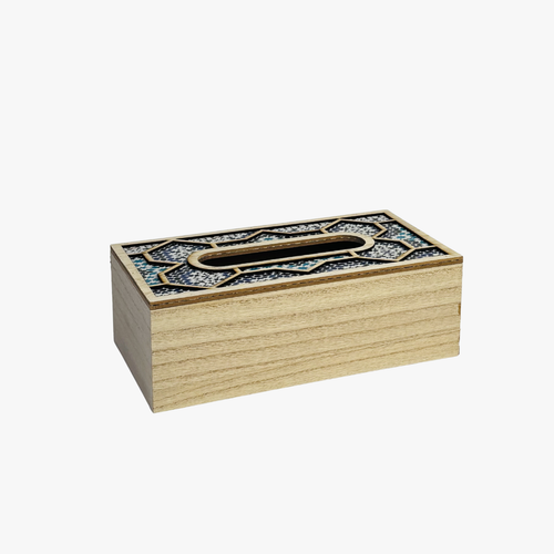 Wooden Tissue Box Cover with Inlay Lid