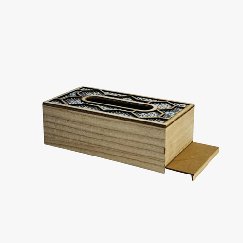 Wooden Tissue Box Cover with Inlay Lid
