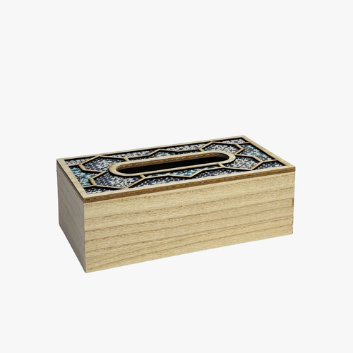 Wooden Tissue Box Cover with Inlay Lid