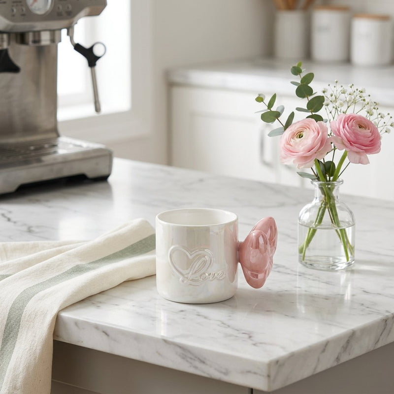 Cute 3D Ribbon Bow Pearl Ceramic Mug