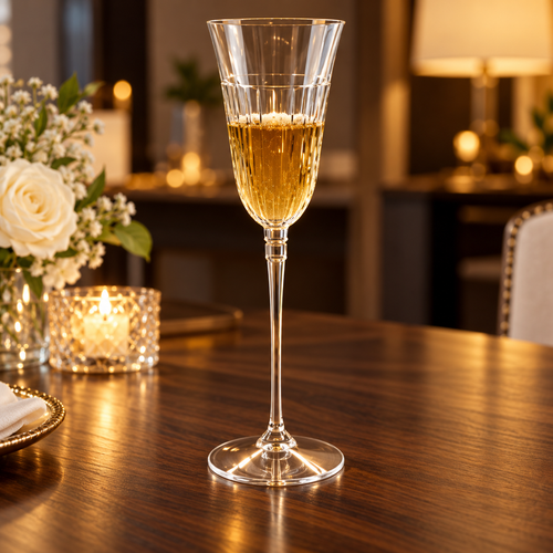 Italian Ribbed Crystal Flute & Wine Glass Set of 4