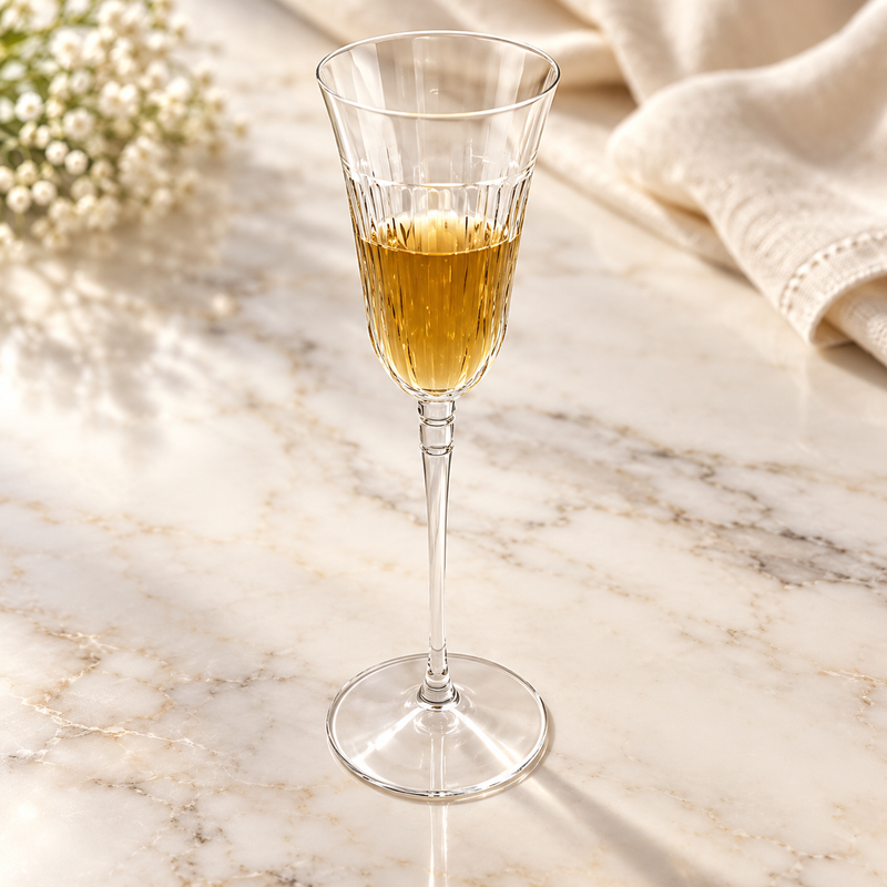 Italian Ribbed Crystal Flute & Wine Glass Set of 4