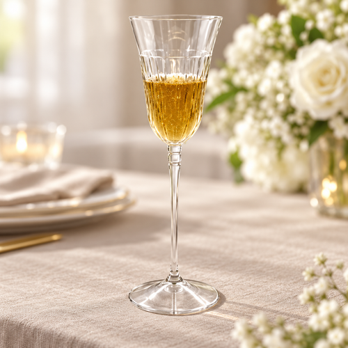 Italian Ribbed Crystal Flute & Wine Glass Set of 4