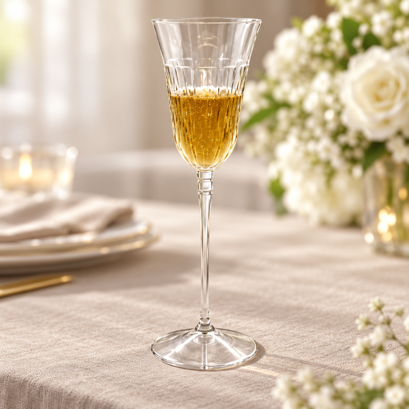 Italian Ribbed Crystal Flute & Wine Glass Set of 4