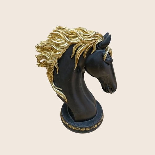 Stallion Matte Black & Gold Horse Bust
